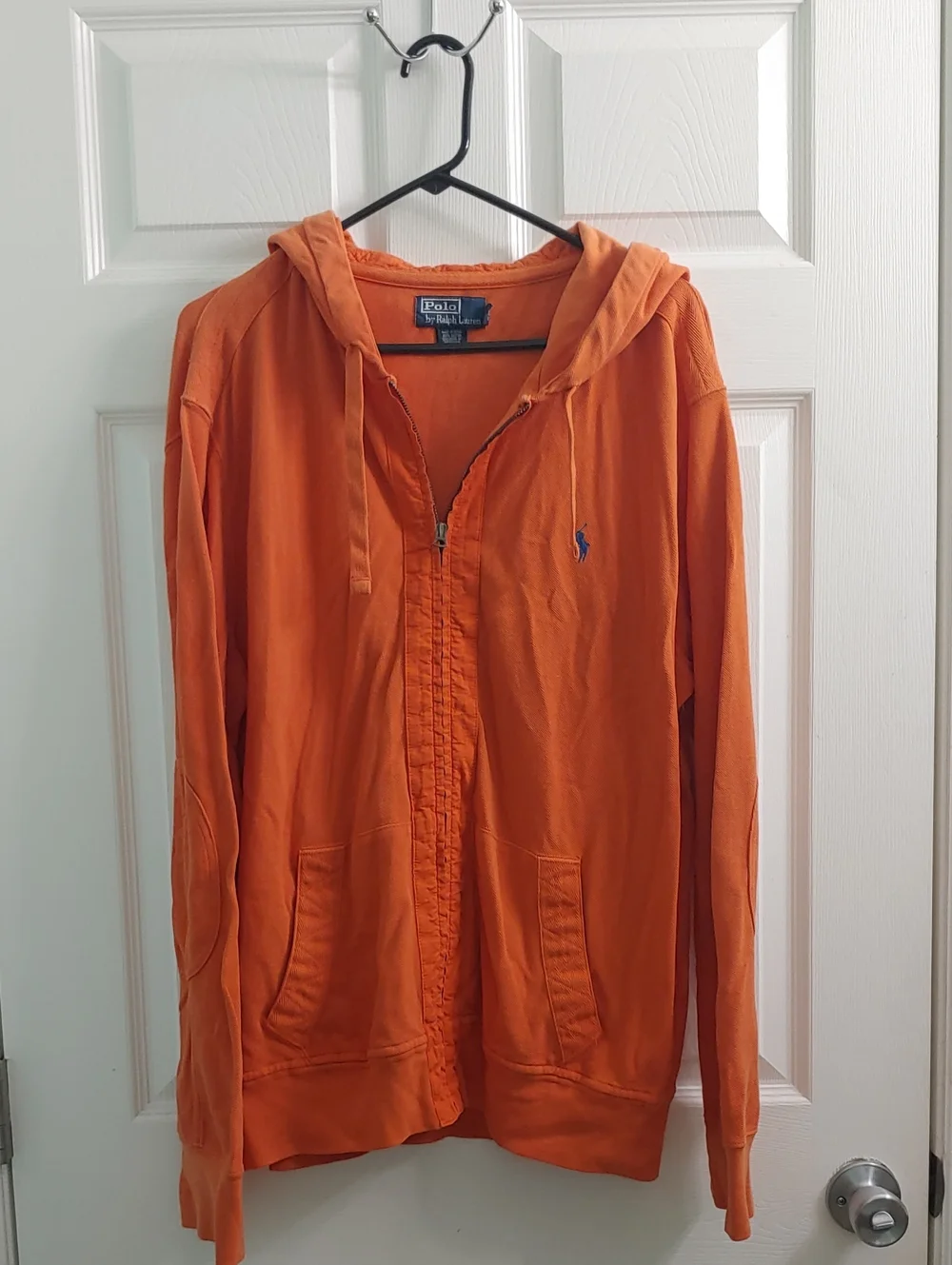 Vintage Polo Ralph Lauren Jacket Men's XL Orange Hooded Full Zip